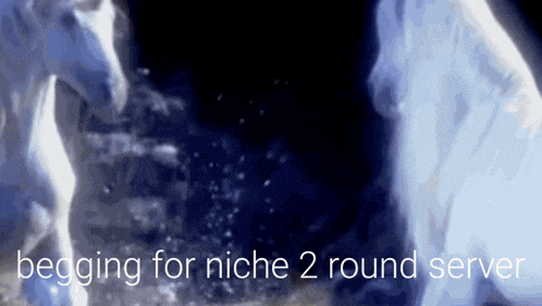 two unicorns are standing next to each other with the words begging for niche 2 round server below them