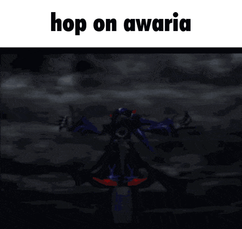 a black and white image with the words hop on awaria on the bottom