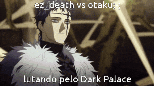 a man in a fur coat with the words ez death vs otaku