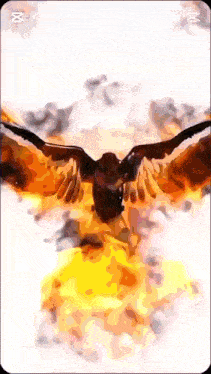 a painting of an eagle with its wings outstretched against a white background