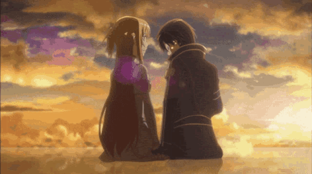 a man and a woman are looking at each other