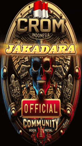 a logo for crom indonesia with two skulls