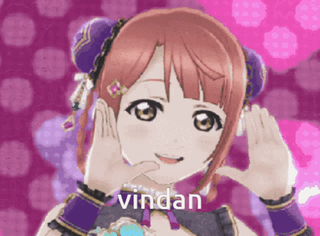 a picture of a girl with the word vindan written on it