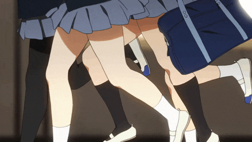 a girl with a blue bag that says ' sss ' on it is walking