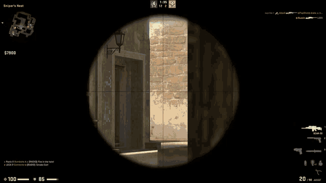 a screenshot of a video game with a sniper 's hunt on the bottom left
