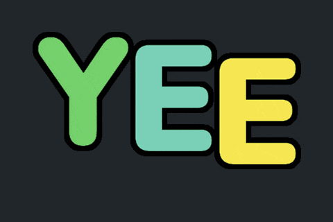 the word yee is written in green and yellow letters