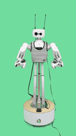 a robot with the word panic on it