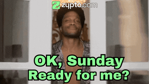 a man standing in front of a door with the words ok sunday ready for me