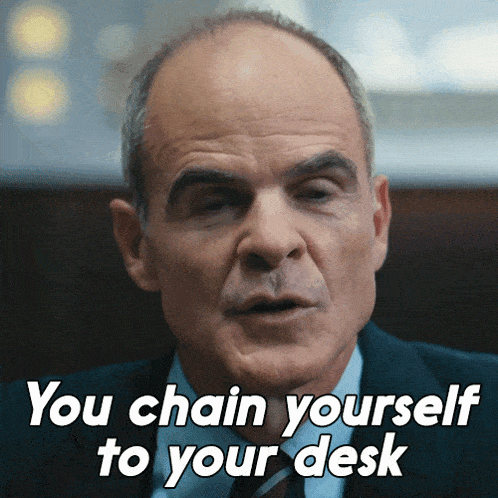 You Chain Yourself To Your Desk Byron Westfield GIF - You Chain Yourself To Your Desk Byron Westfield Michael Kelly GIFs