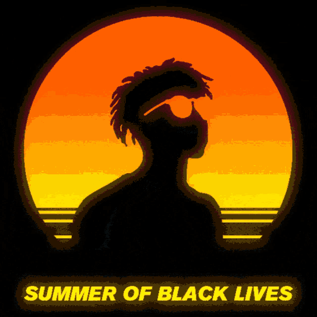 a poster for summer of black lives features a silhouette of a man