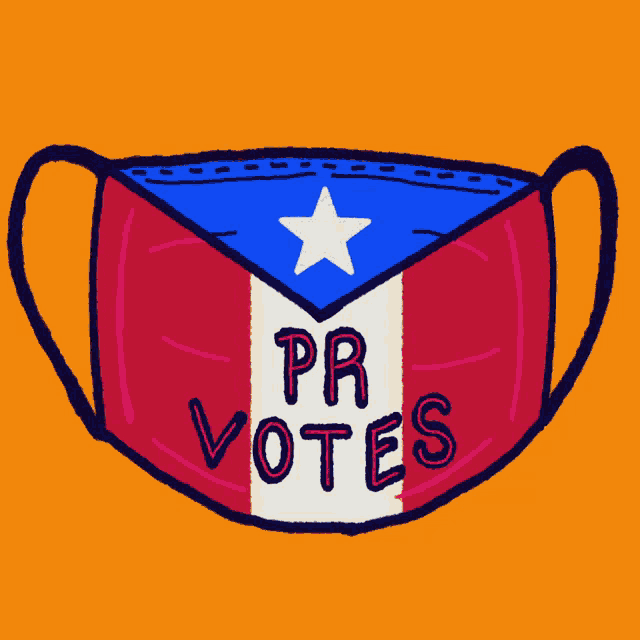 a drawing of a face mask with the words pr votes written on it