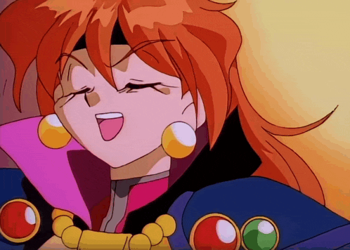 a close up of a cartoon character with red hair and gold earrings