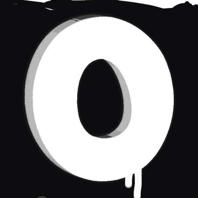 a white letter o is sitting on a black background