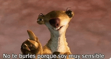 a cartoon squirrel is giving a thumbs up and saying no te burles porque soy muy sensible .