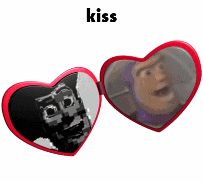 a pair of heart shaped mirrors with a picture of buzz lightyear inside of them