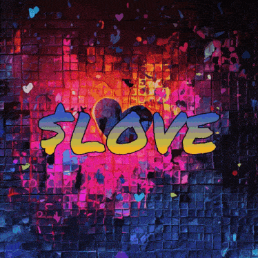 graffiti on a wall that says love with a heart in the background