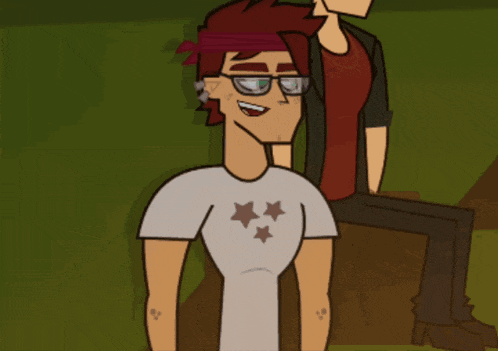 a man wearing glasses and a white shirt with stars on it