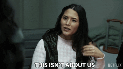 a woman says " this isn 't about us " in a netflix advertisement