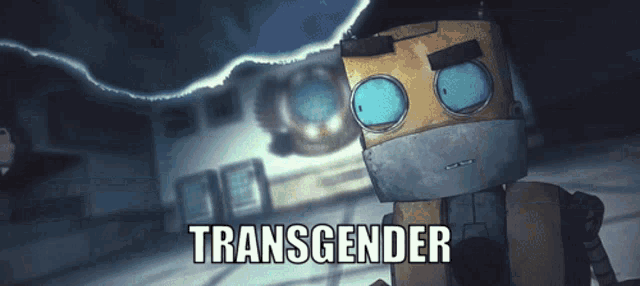 a picture of a robot with the word transgender in the corner