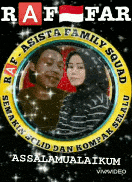 a picture of a man and a woman in a circle that says raf asta family squad