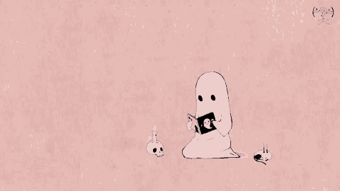 a cartoon of a ghost holding a book