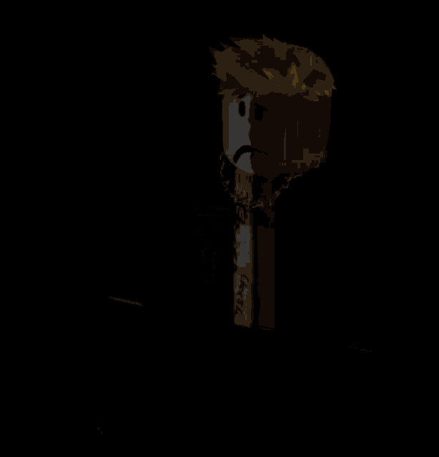 a roblox character with half a face and a necklace