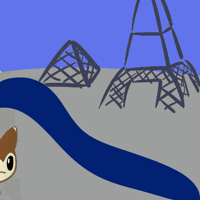 a drawing of an eiffel tower and a squirrel
