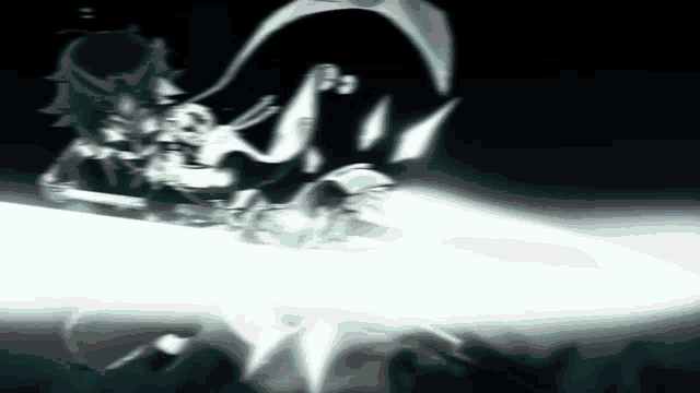 a black and white photo of a person riding a bike in the dark .