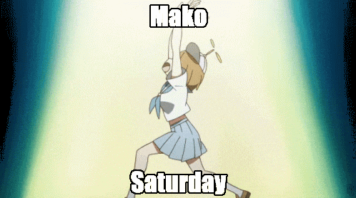 a cartoon of a girl with the words mako saturday on it
