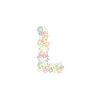 the letter o is decorated with colorful flowers on a white background .