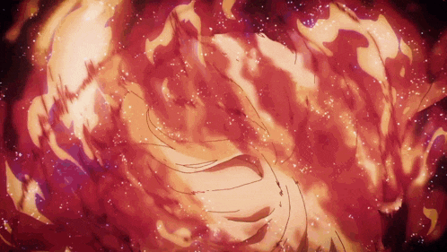 a drawing of a fireball with a lot of stars in the background