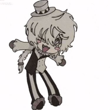 a cartoon drawing of a clown wearing a top hat and striped pants
