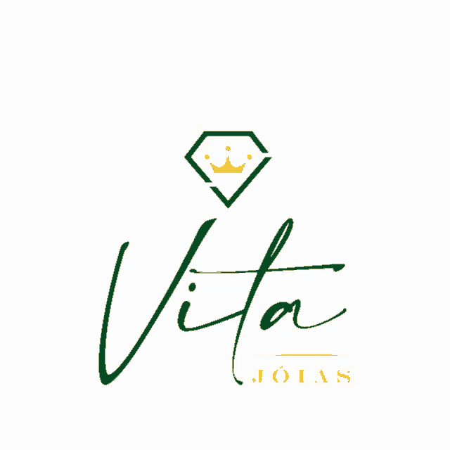 a yellow and green logo for vita joias with a crown on it