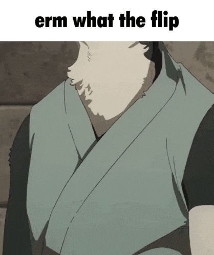 a picture of a man with the words " erm what the flip "
