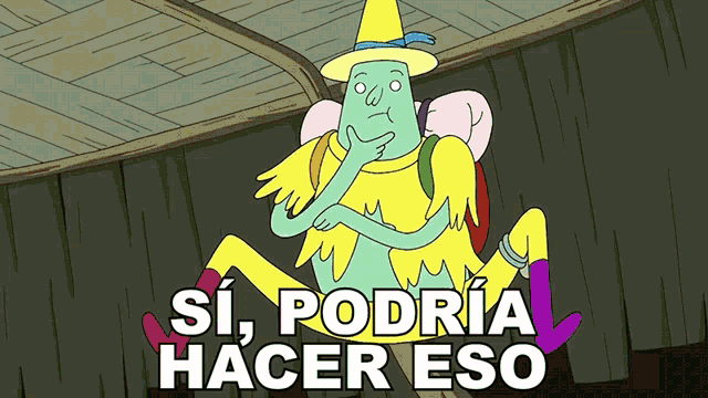 a cartoon character with the words si podria hacer eso written below him