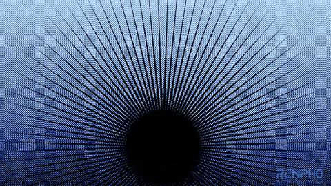 a blue background with a black circle and the word renpho