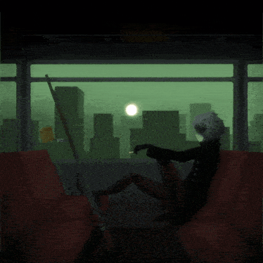 a person sitting in a dark room with a gun and a cigarette in their hand