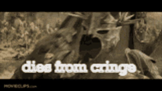 a picture of a deer with the words " dies from cringe " on it