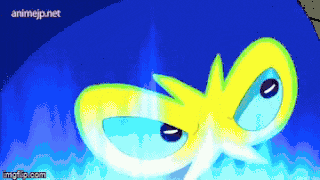 a pixel art of a yellow and blue star with the words animejp.net in the corner