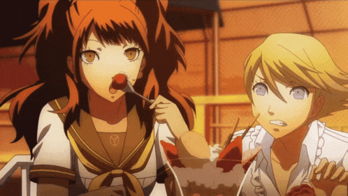 a girl with a peace sign on her chest is eating ice cream