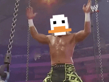 a pixelated image of a man with a duck face on his face