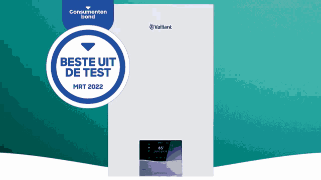 a picture of a vaillant appliance with a sticker that says beste uit de test