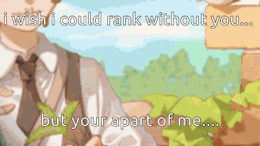 a man in a suit and tie is holding a plant with the words i wish i could rank without you but your apart of me