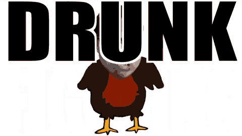 a drawing of a chicken with the word drunk written above it