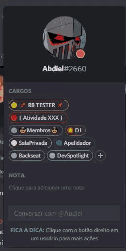 a screenshot of abdiel # 2660 's profile on discord