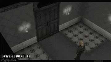 a black and white photo of a room with the words death count 11 on the bottom
