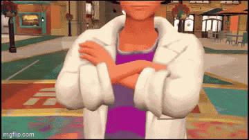 a cartoon character is standing with his arms crossed on a street .