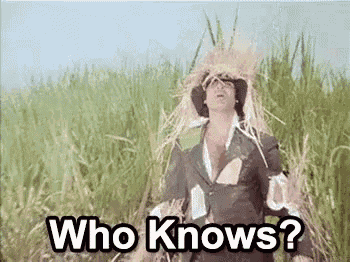 a man in a suit and straw hat is standing in a field and says `` who knows ? ''