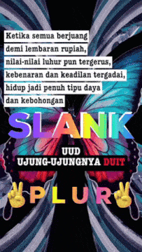 a poster with a butterfly and the word slank