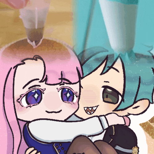 a drawing of a boy and a girl hugging